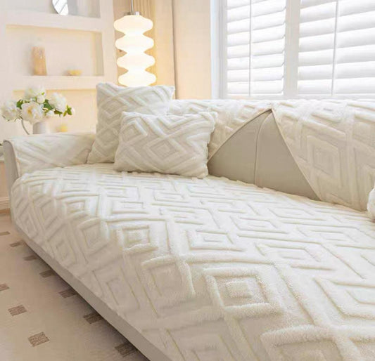 طقم انتريه قطيفة جاكار فرو مربعات ✨